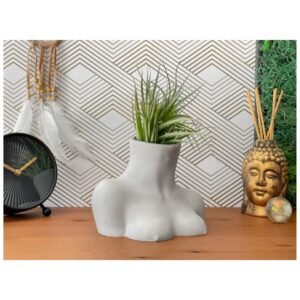 Large female body vase – artistic concrete boob vessel for home decor.