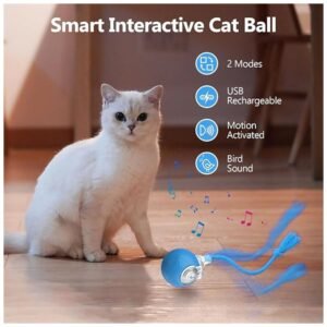 Touch-activated interactive cat toy with automatic stop-and-start functionality for balanced playtime.