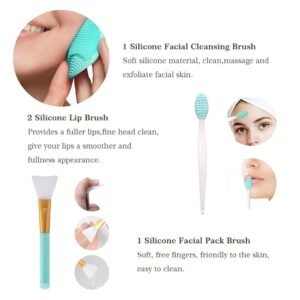 Silicone face-pack brush and silicone facial cleansing brush included in the set for easy and effective skincare.
