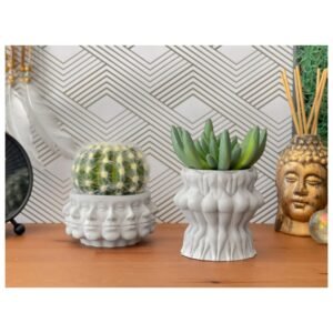 Multi face succulent planter – artistic polyface cement pot for home decor.