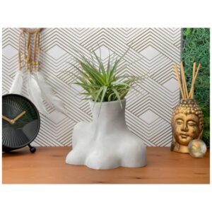 Large female body vase – artistic concrete boob vessel for home decor.