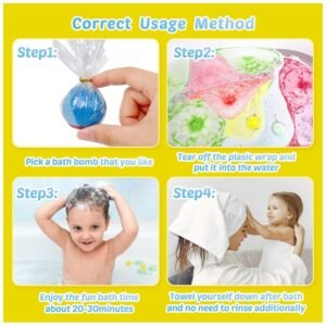 Instructions for using bath bombs to create a magical bath experience