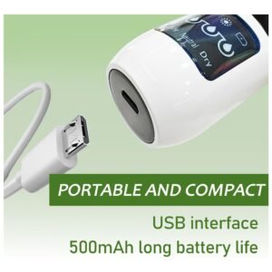 Close-up of the blackhead vacuum’s USB rechargeable port, offering convenience for charging and use without batteries.