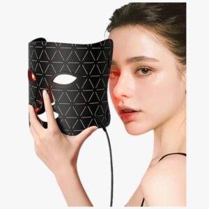 Full view of the LED light therapy face mask showcasing its sleek design and ergonomic fit.