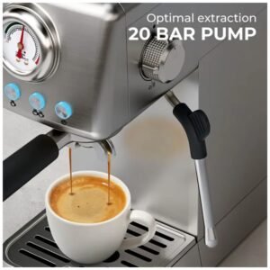 Built-in milk frother for creamy lattes and cappuccinos